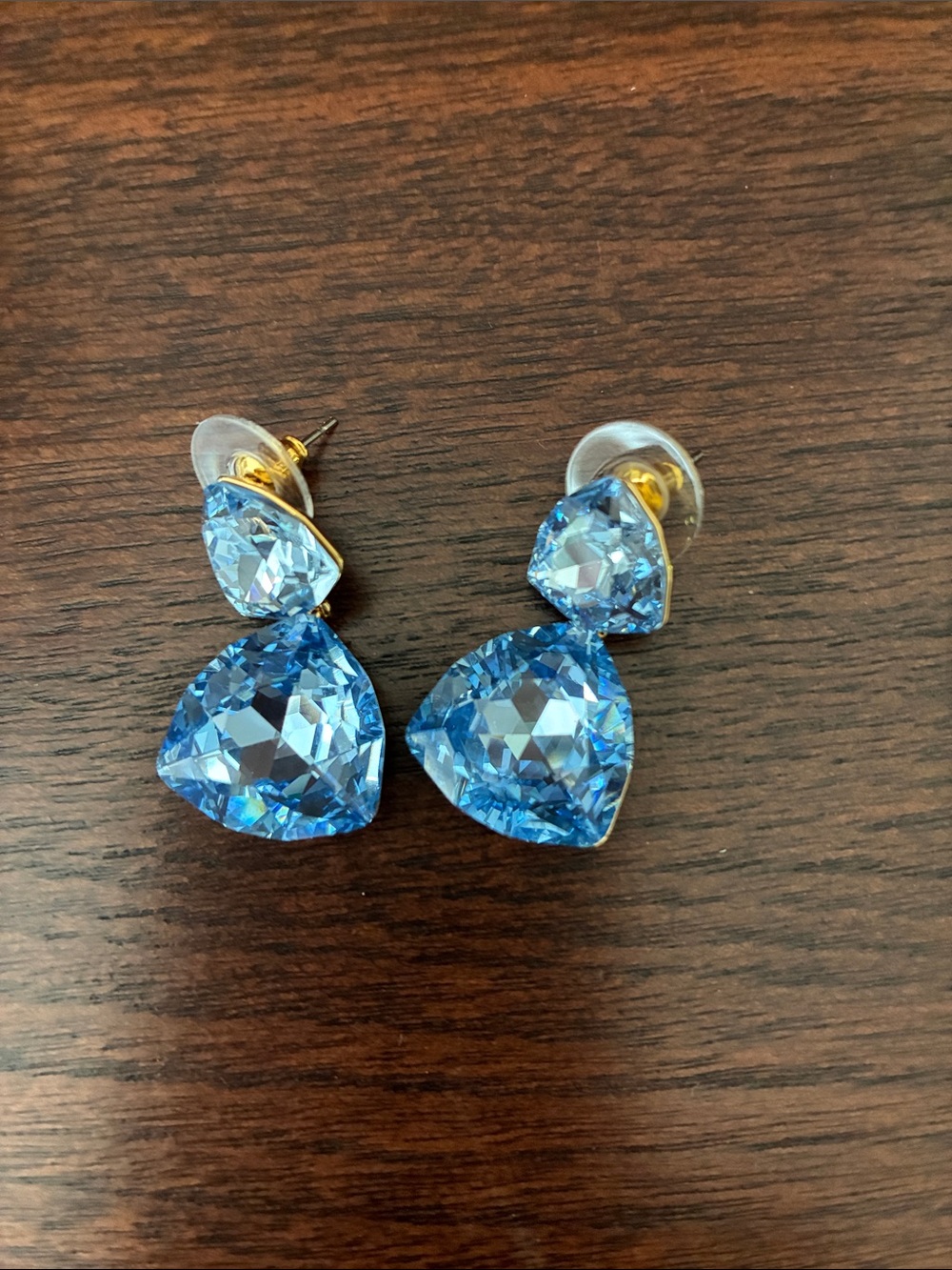 Park Lane Bright Blue Crystal Drop Stud Earrings